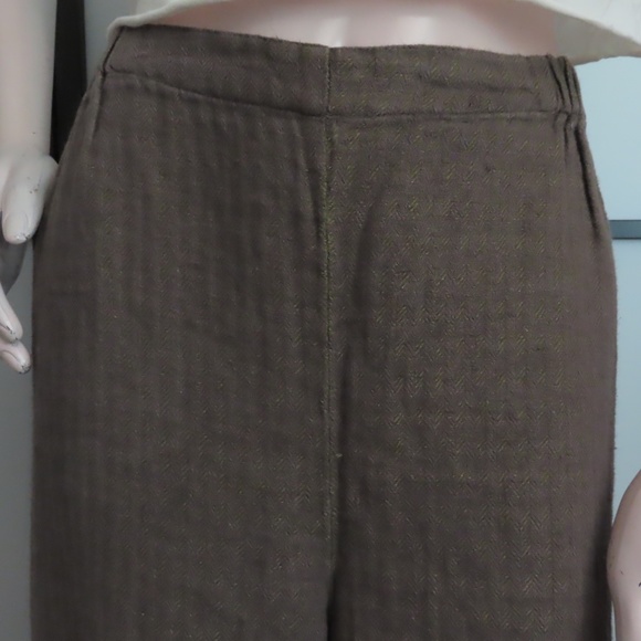 Flax Textured Linen Pants M Loose Fit Wide Leg Hem Ruffle - Picture 3 of 8